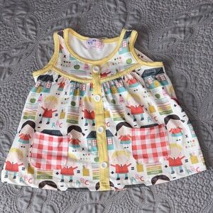 PETE + LUCY Colorful Sleeveless Baby Dress Blouse with ABC Print 9-12 months